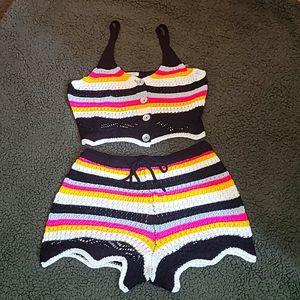 Knitted crop top with shorts Set